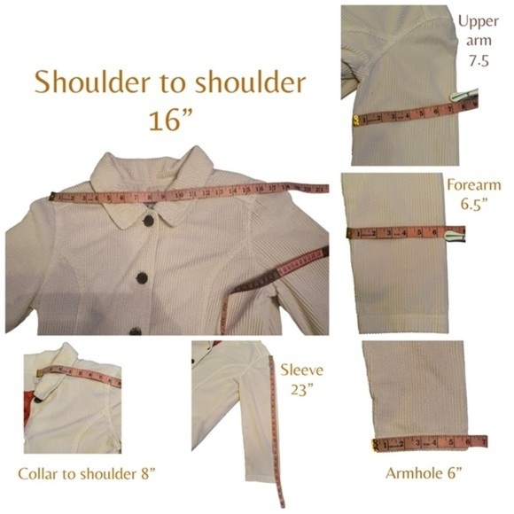 J. Jill Cream Button Up Corduroy Jacket w. Removable Quilted Orange Lining Small - Picture 13 of 14